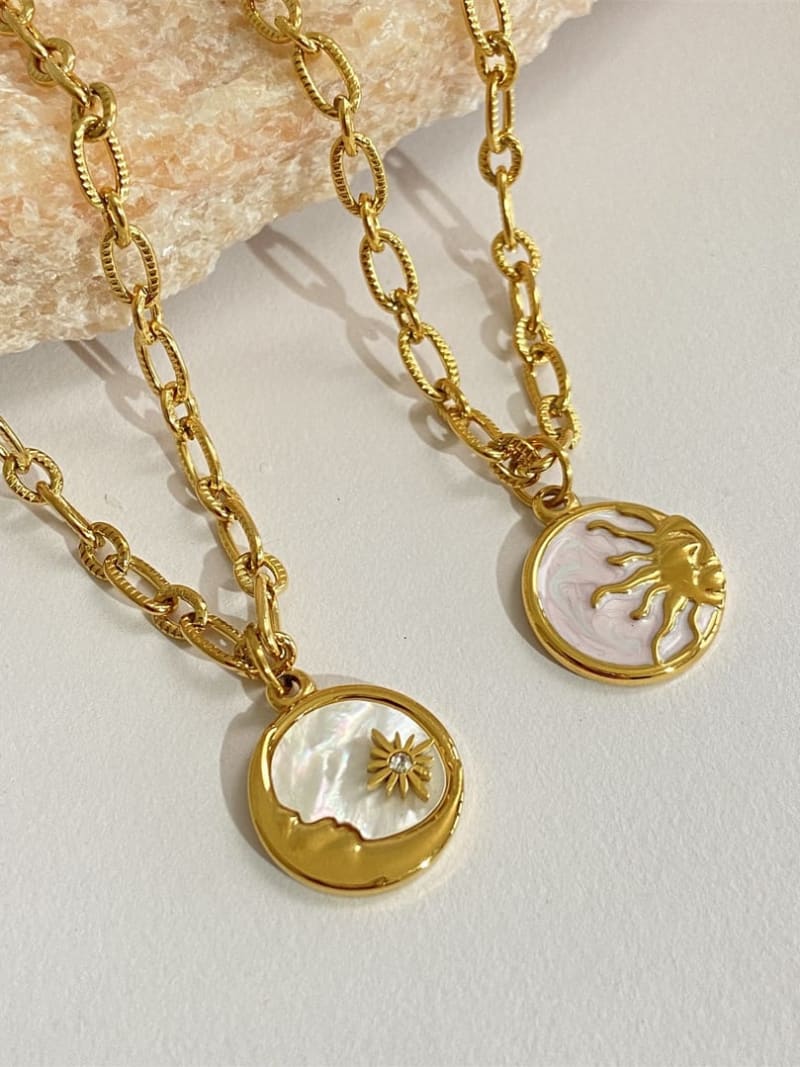 2026 QC Jewelry and Moon Pendant Necklace Jewelry Stainless Steel 18K Gold Plated Fashion Jewellery for Women Schmuck Colares Feminino - Sun - Women Pendant - Image 2
