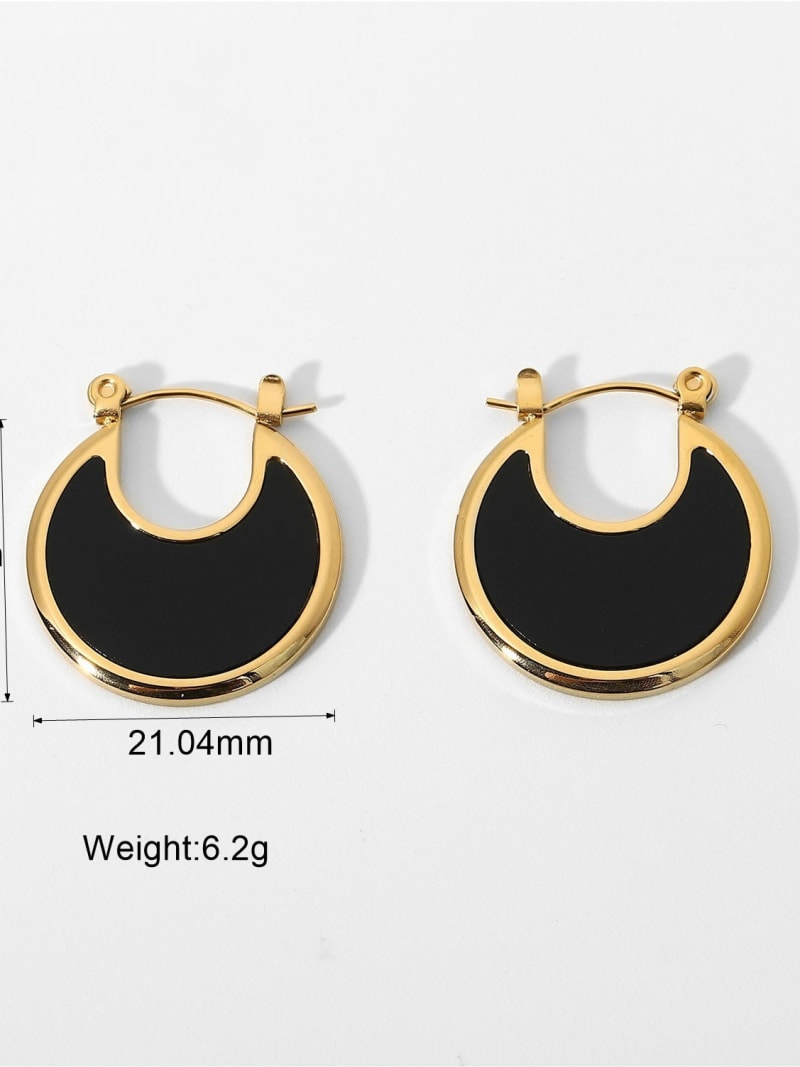 2026 QC bijoux en acier inoxydable 18K PVD plaqué or émail Malachite nacre coquille lune boucles d'oreilles femmes