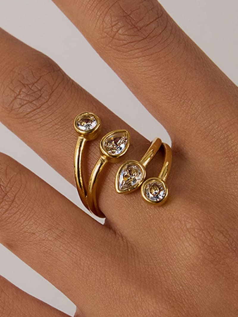 2026 QC Schmuck Ring, anlaufgeschützt, wasserdicht, Schmuck, Edelstahl, 18 Karat vergoldet, Modeschmuck für Frauen, Anillos Anel feminino - Gold - Ringe - Image 2