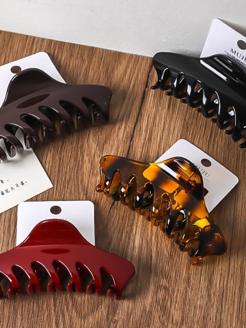 2026 QC Jewelry PC Hair Clip Red Bright Face Clip Large Hair Claw PC Material Back Head Shark Clip - 1#Black - Women Hair Accessories - Image 2