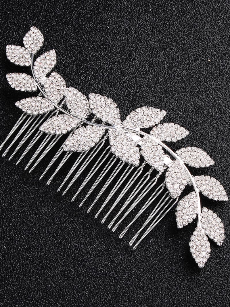 2026 QC Jewelry Leaves Shaped Rhinestone Alloy Hair Pin Girl Luxury Fashion Hairpins Bridal Wedding Hair Comb Accessories - #01 - Women Hair Accessories - Image 2
