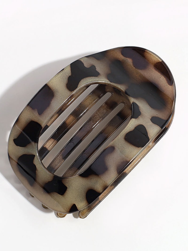 2026 QC Jewelry Custom Large Size Leopard Print Shark Clamp Plastics Versatile Flat Hair Clips European Style Personality Hair Claws