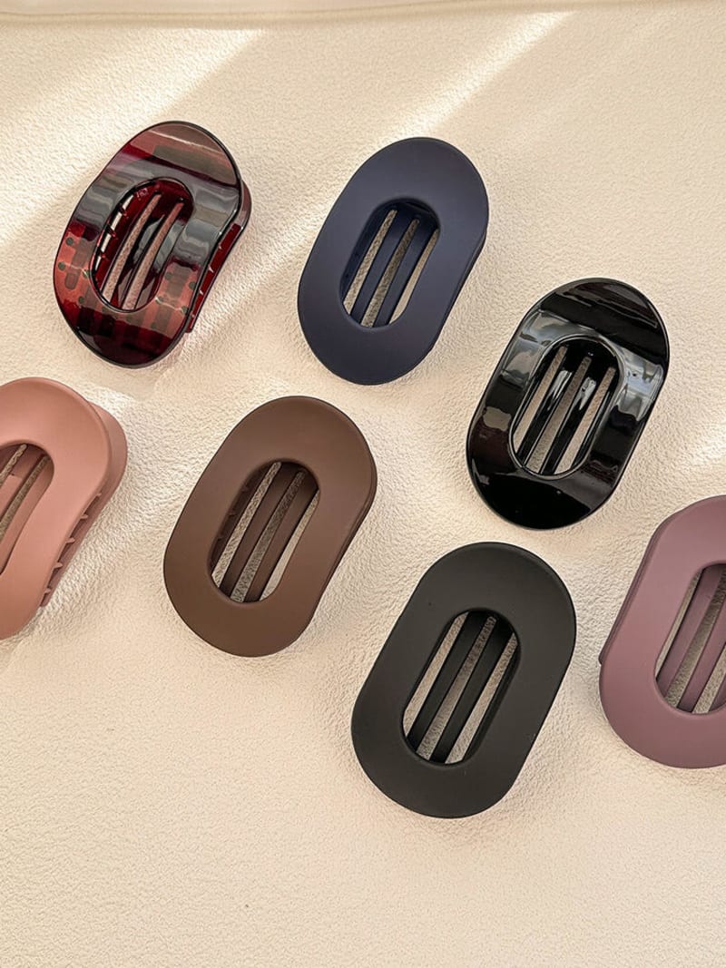 2026 QC Jewelry Environmentally Friendly Pc Flat Matte Glossy Round Pince a Cheveux Hollow Plastic Hair Clamp Clips Noble Elegant Shark Claw - Black - Women Hair Accessories - Image 2