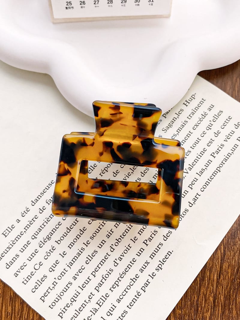 2026 QC Jewelry Acetate Tortoise Shell Glossy Haarklammer Hair Clip Claws 5CM Square Transparent Shark Hair Clip Medium Claw Clip for Girl