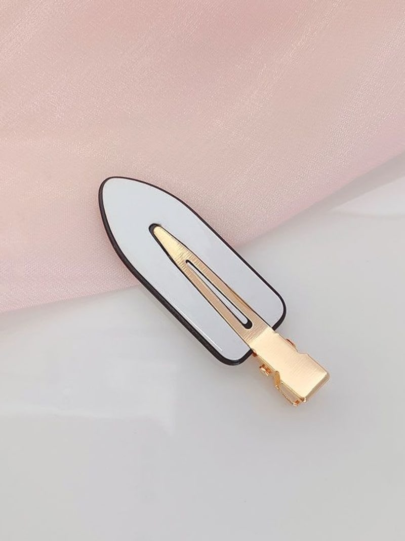 QC MADE IN CHINA Custom LOGO No Crease Hair Clips White&Black Creaseless Flat Duckbill Hair Barrette for Makeup Acetate No Bend Hair Clip