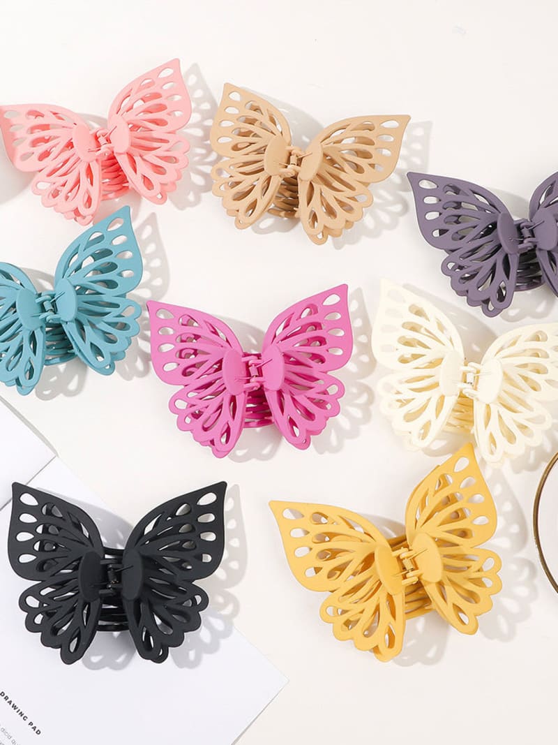 2026 QC Jewelry ABS elegante Haarklammer grande pinza para el pelo de tiburón Abrazine pinzas de mariposa de dos pisos para niña pinzas para el cabello huecas populares - #01 Deep - Mujer Accesorios para el cabello - Image 2