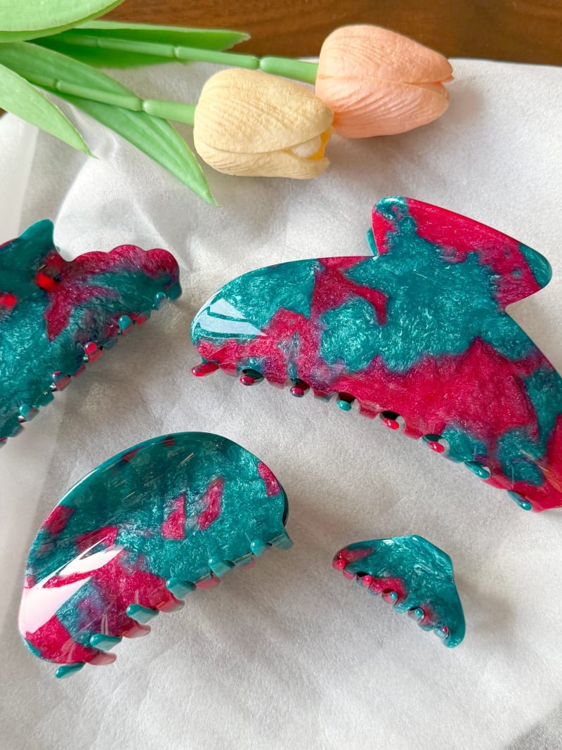 QC MADE IN CHINA Custom Acetate Hair Claw Clip Set Trendy Marbled Cellulose Acetate Hair Clips OEM ODM Logo Available - blueCA12992 - Women Hair Accessories - Image 2