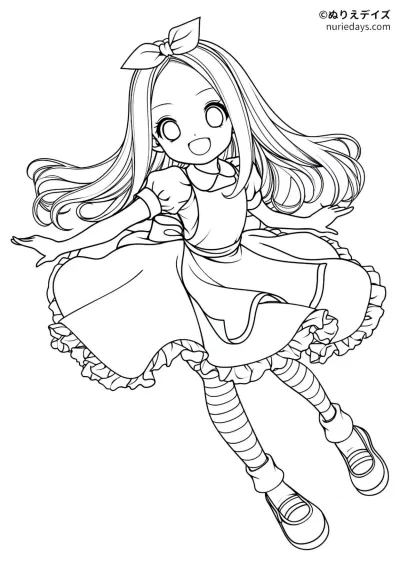 『不思議の国のアリス』のアリスのぬりえ