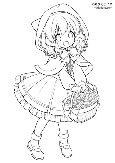 『赤ずきん』のぬりえ