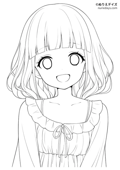 ブラウスを着た女の子のぬりえ