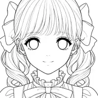 花束を持っている女の子のぬりえ