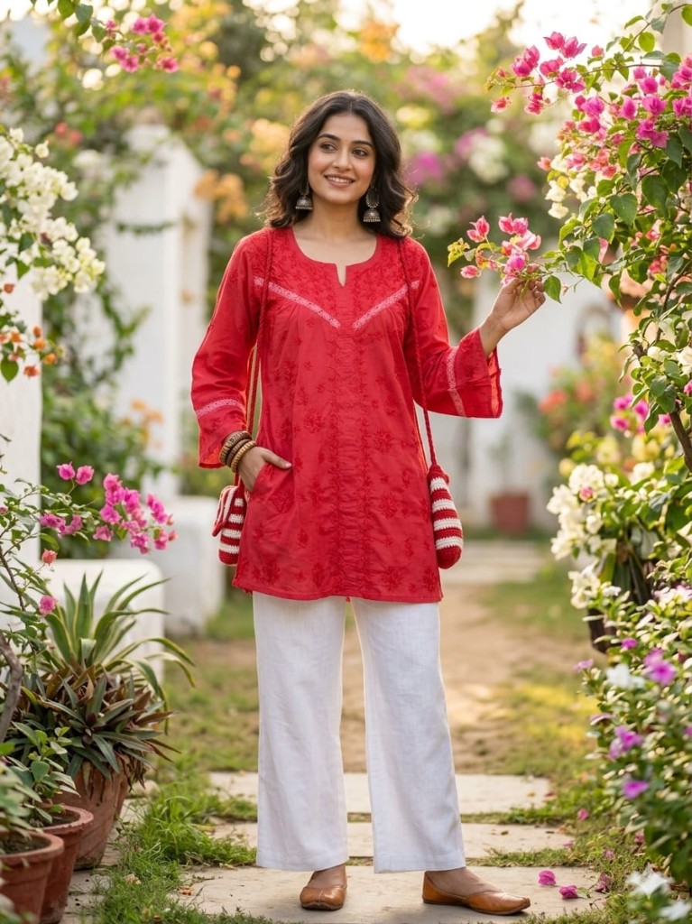 Crimson Garden Short Kurta