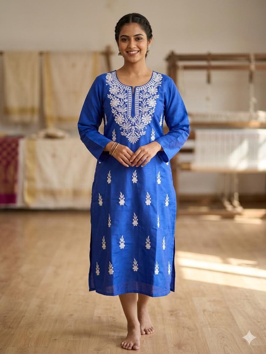 Royal Blue Chikan Kurta
