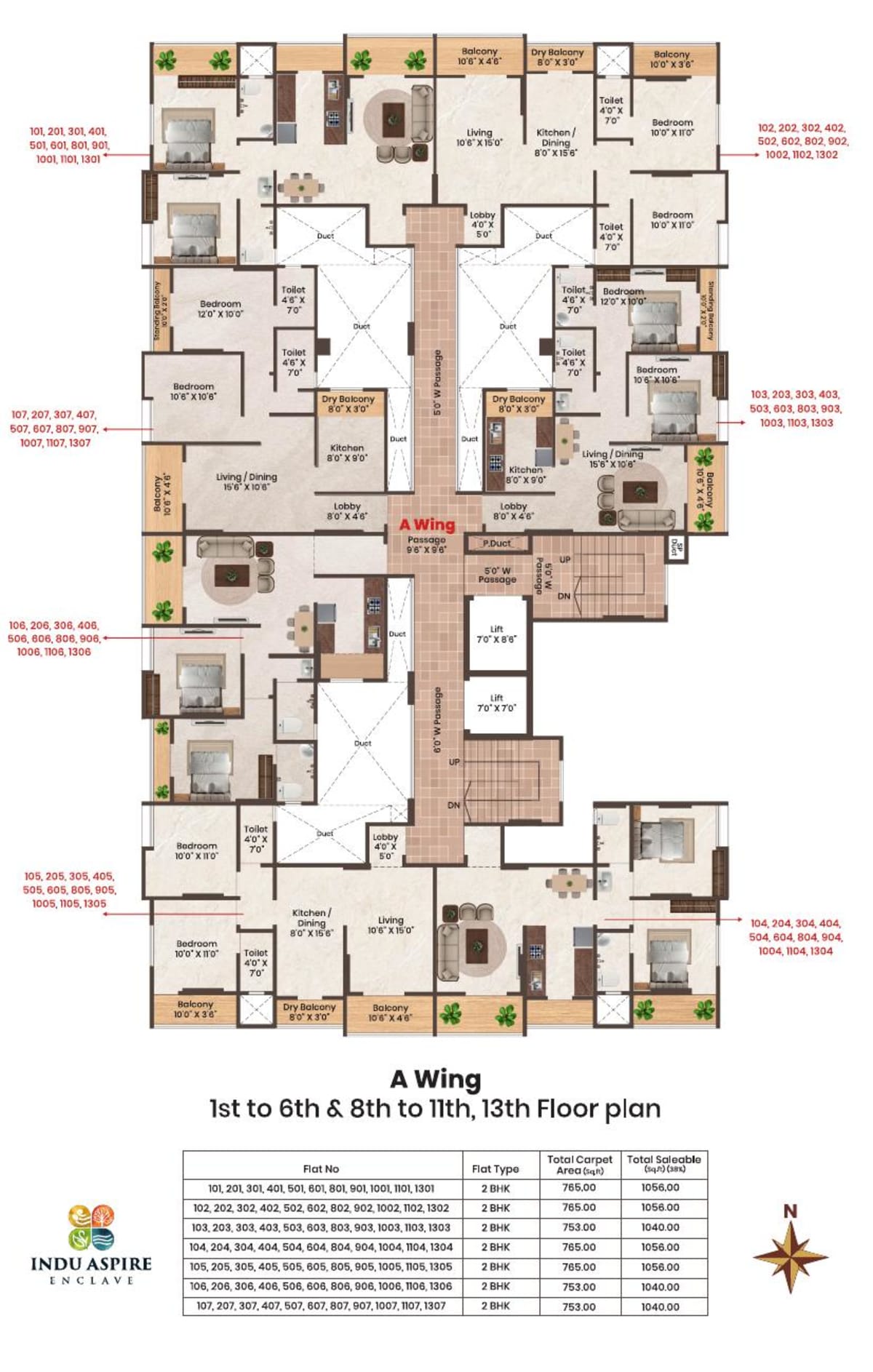 2 BHK floor plan