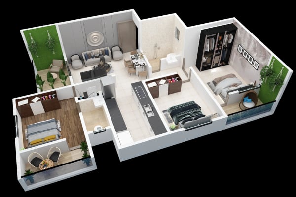 Unit 101 — 3 BHK Interior