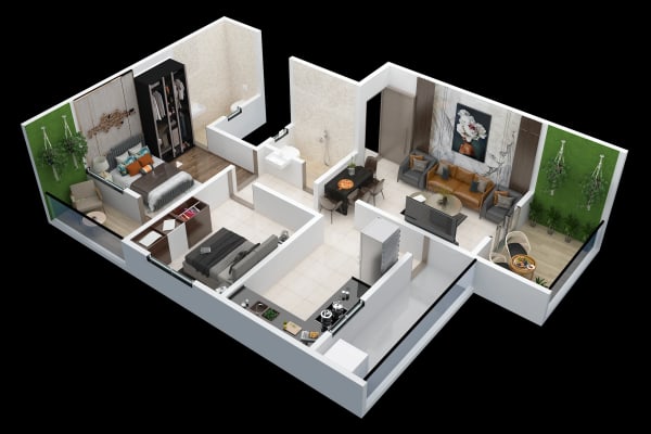 Unit 102 — 2 BHK Interior