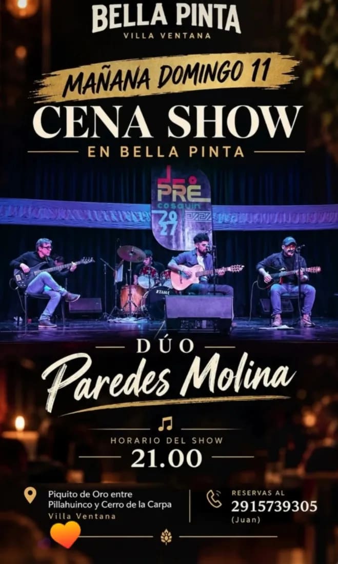 Dúo Paredes Molina Cena Show, evento en Villa Ventana