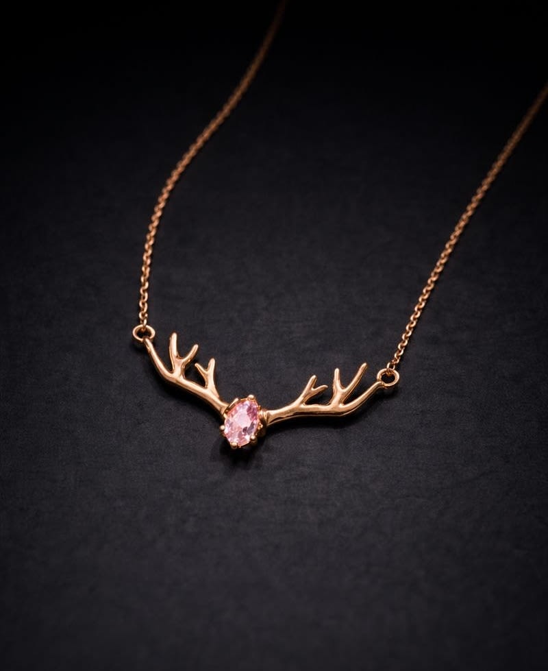 Elysian Antler Pink Stone Pendant