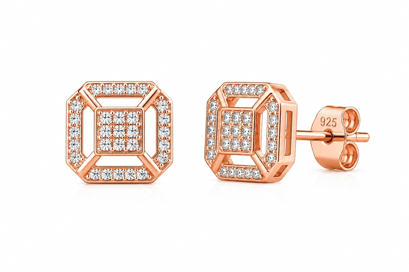 Aurelia Grid 925 Silver Stud Earrings