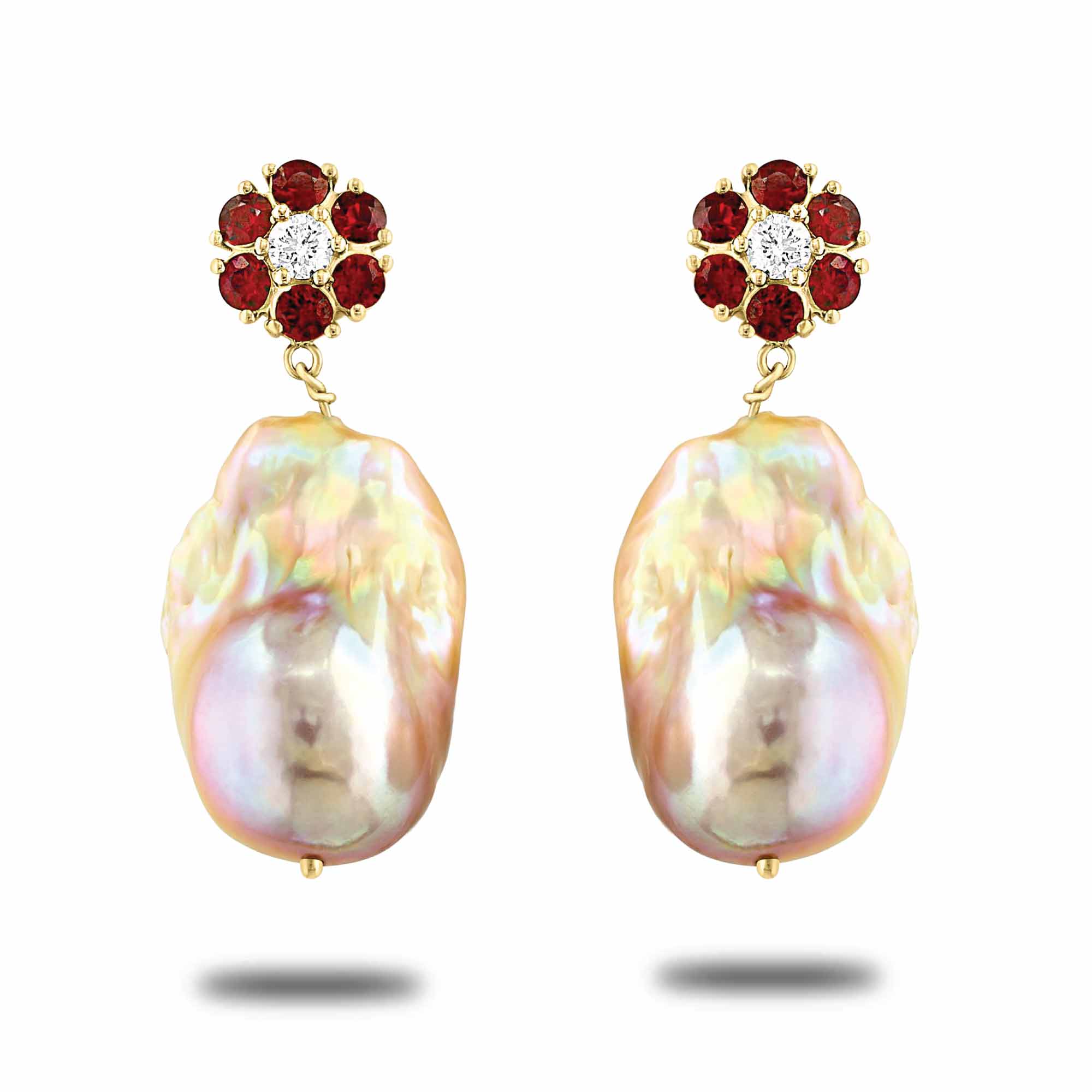 Floral Ruby and Pearl Drop :Version II
