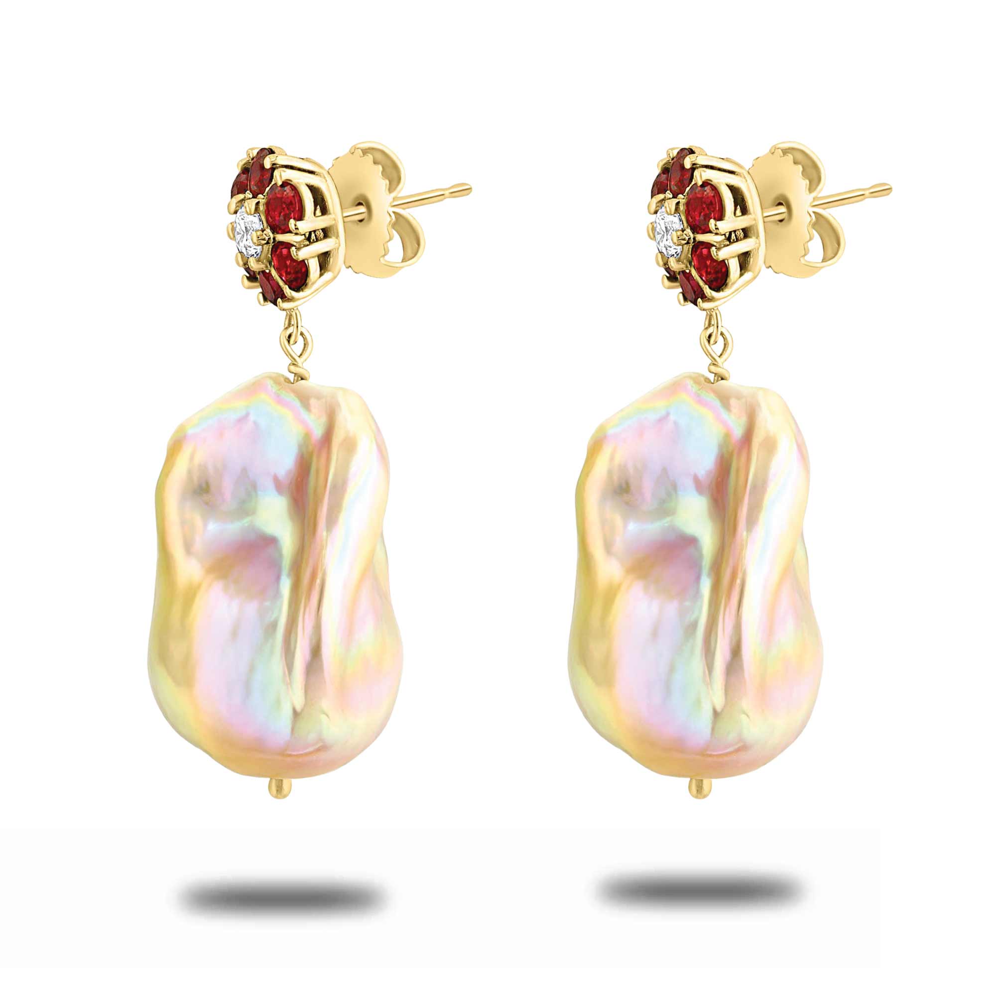 Floral Ruby and Pearl Drop :Version II