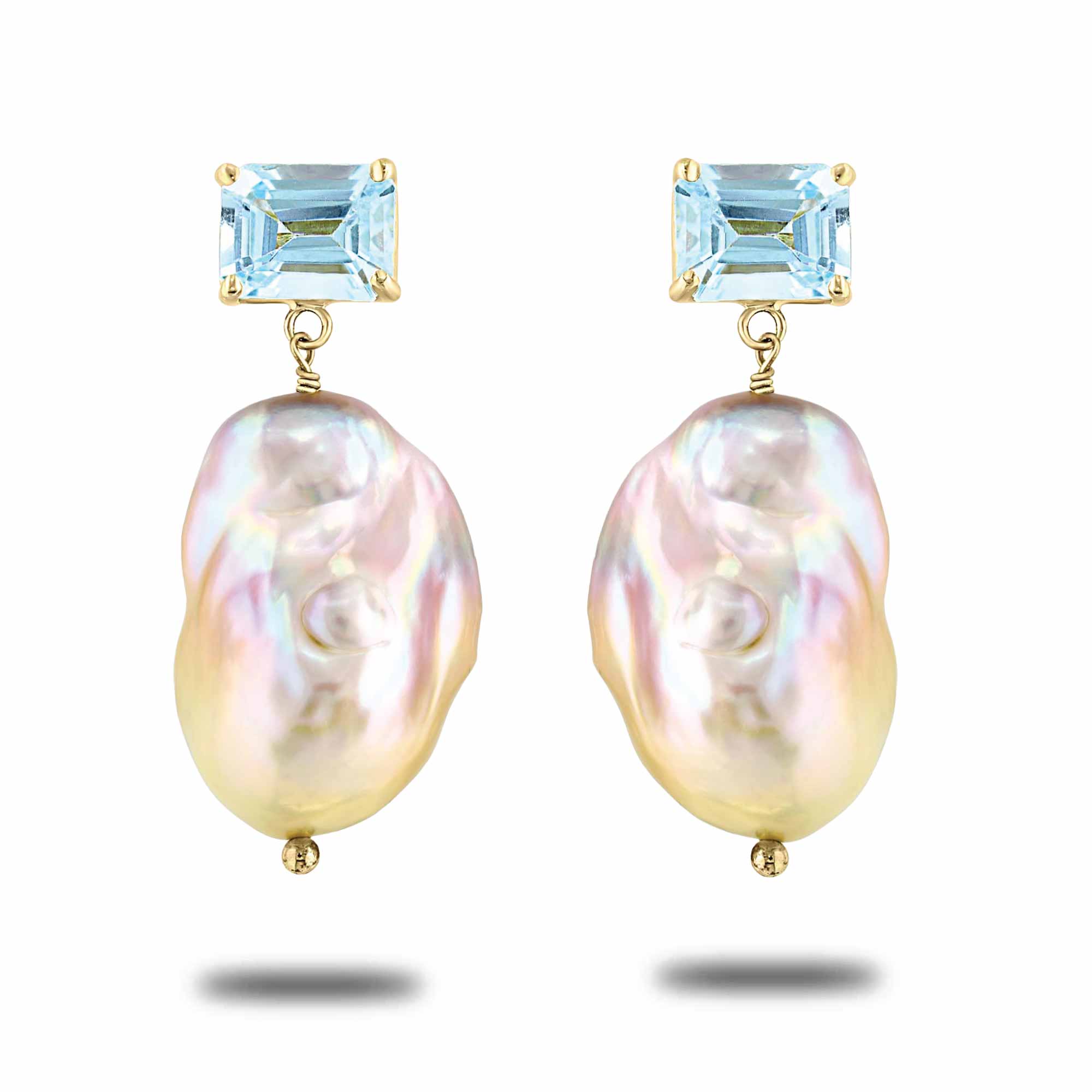 Sky Blue Topaz and Pearl Drop