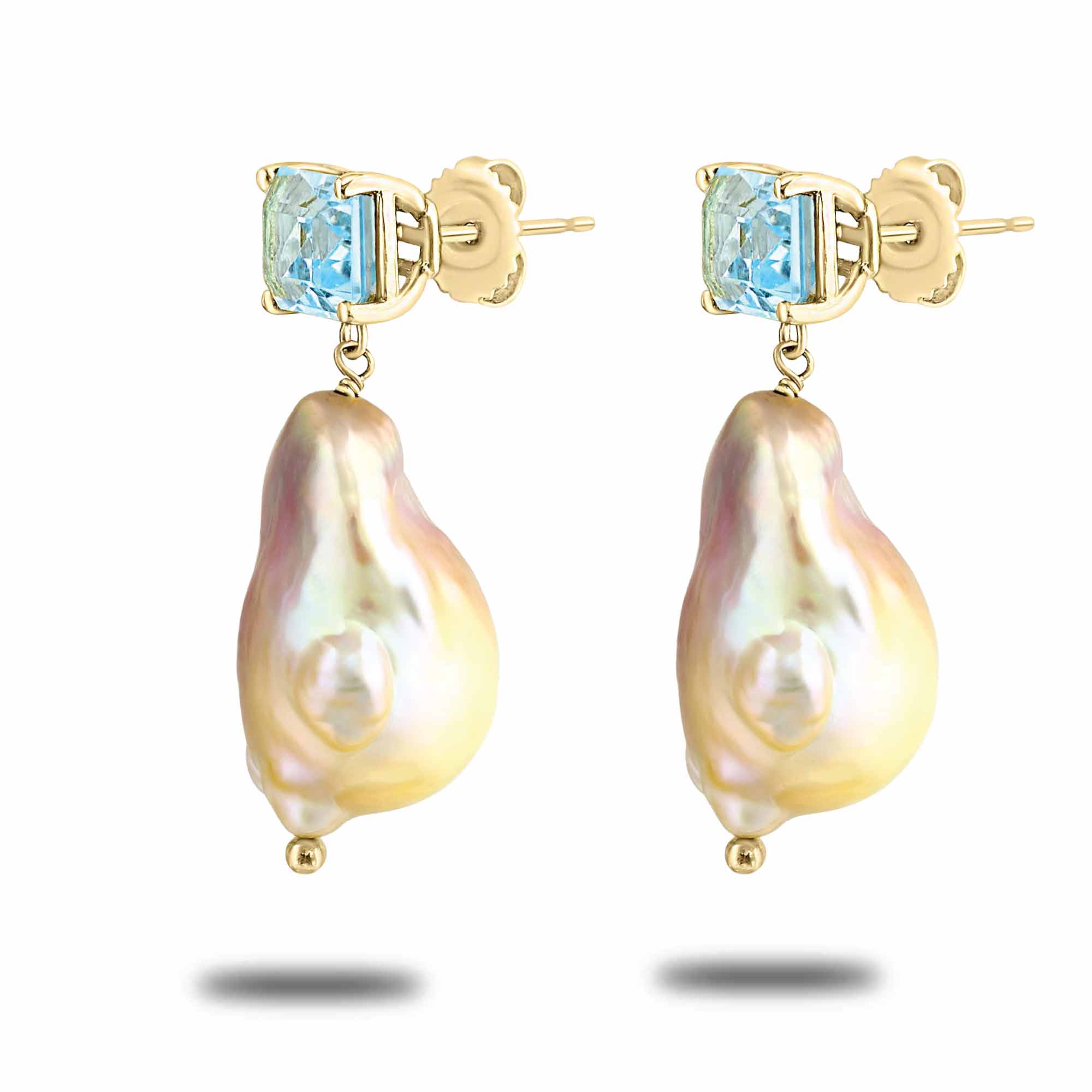 Sky Blue Topaz and Pearl Drop