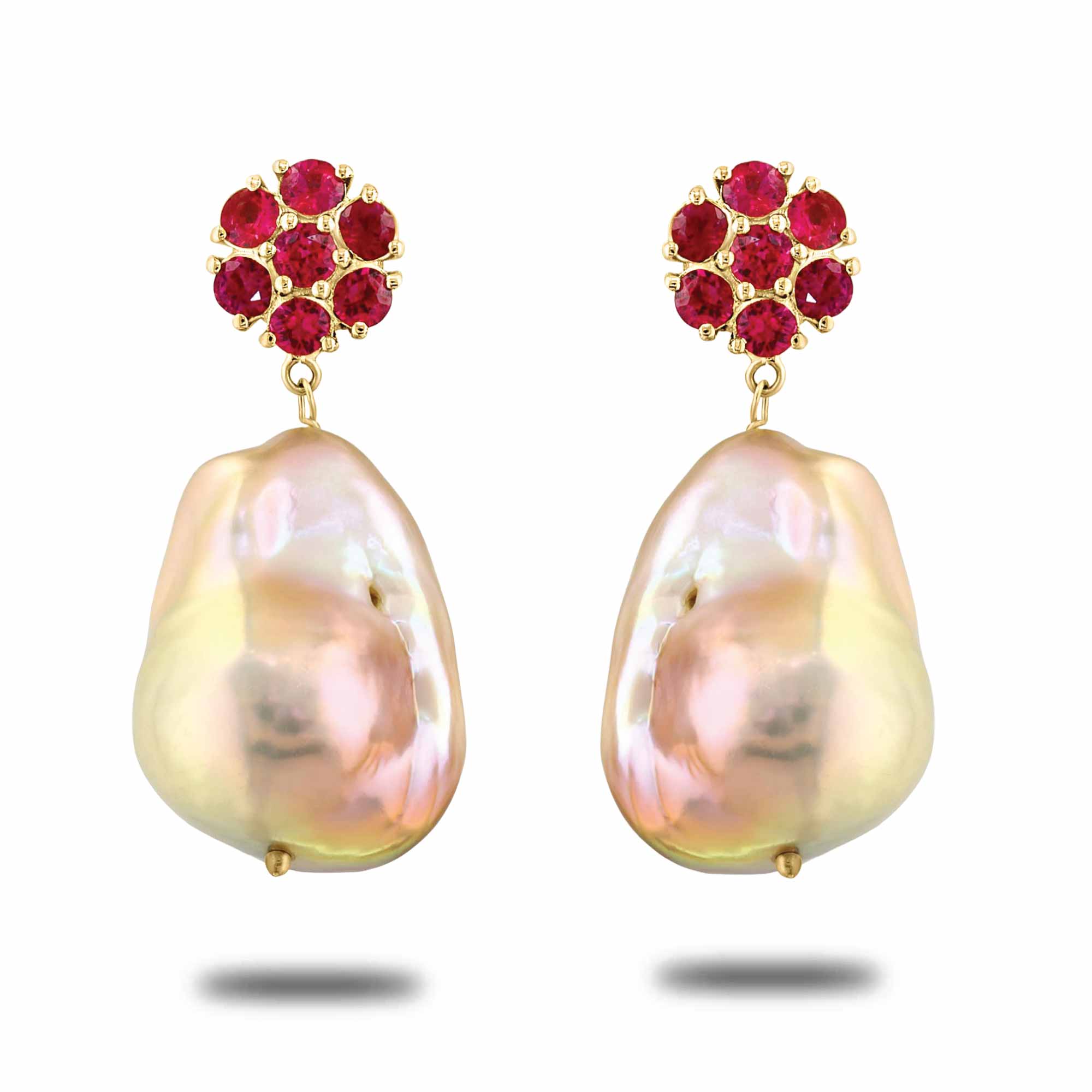 Floral Ruby and Pearl Drop