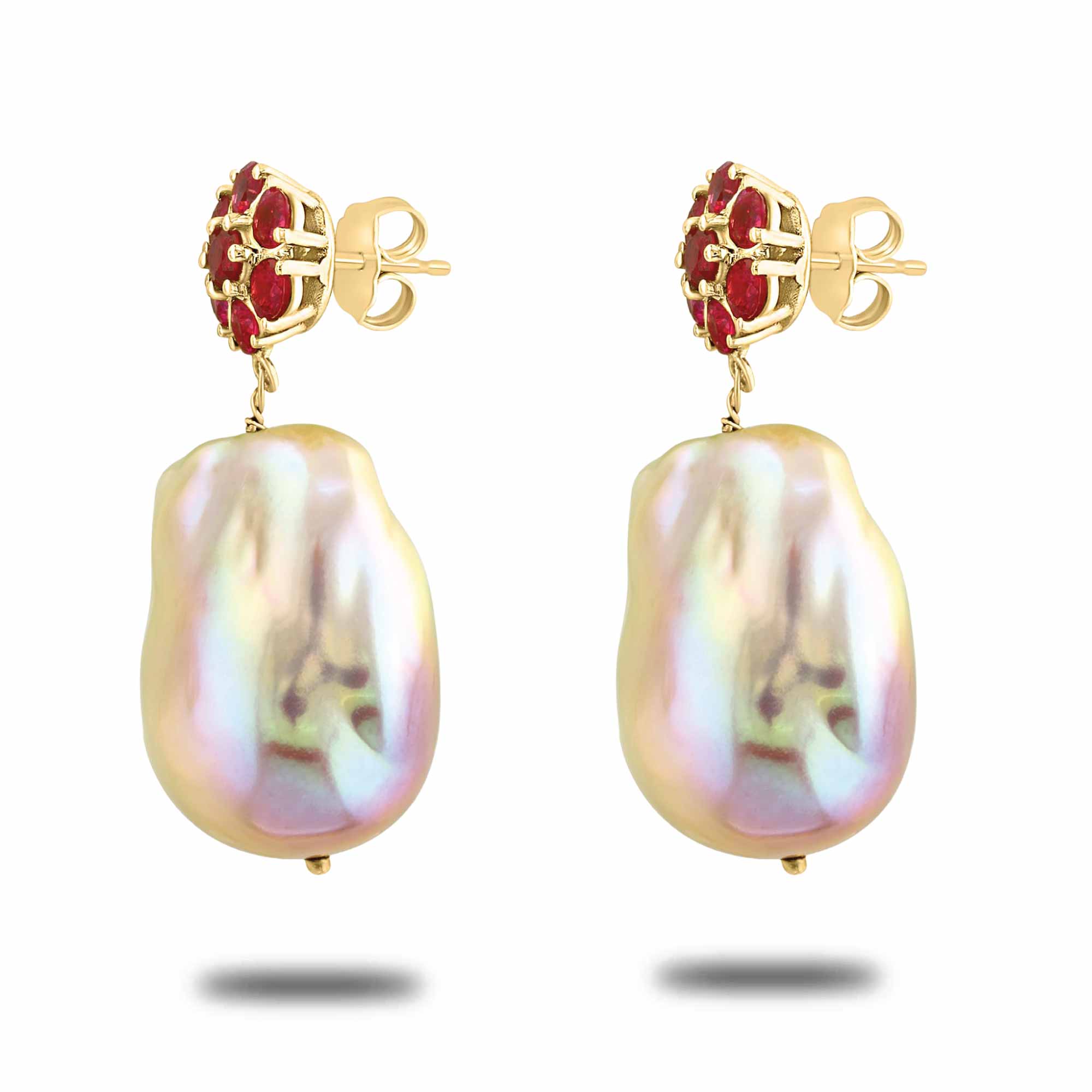 Floral Ruby and Pearl Drop