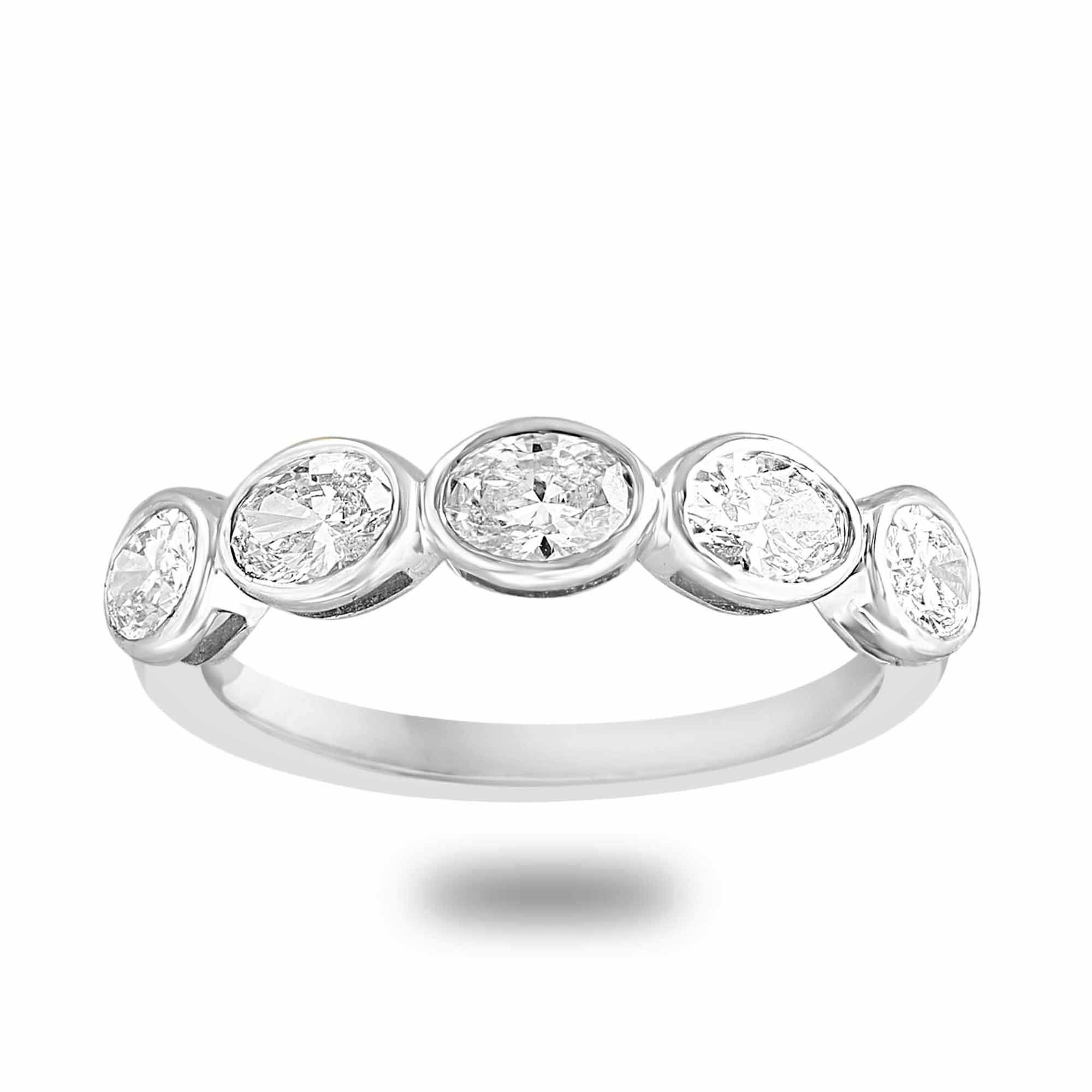 Oval diamond band in bezel setting- e/w