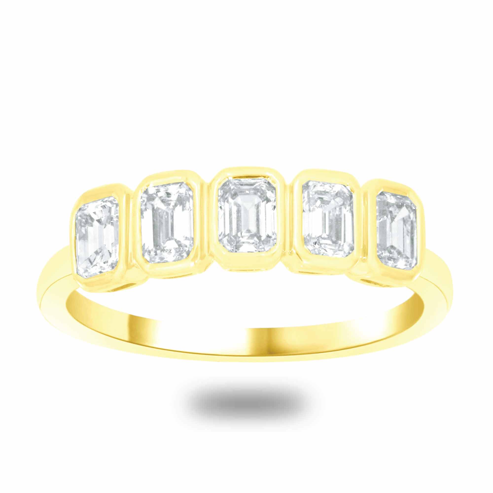 Emerald cut band in bezel setting