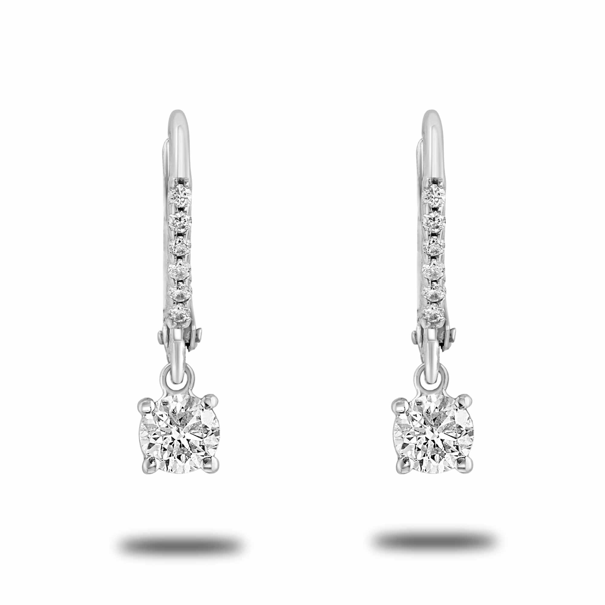 Solitaire Drop Huggie Hoop Earrings