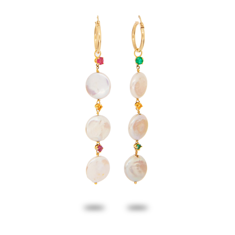 Trifecta Pearl Drop Hoops