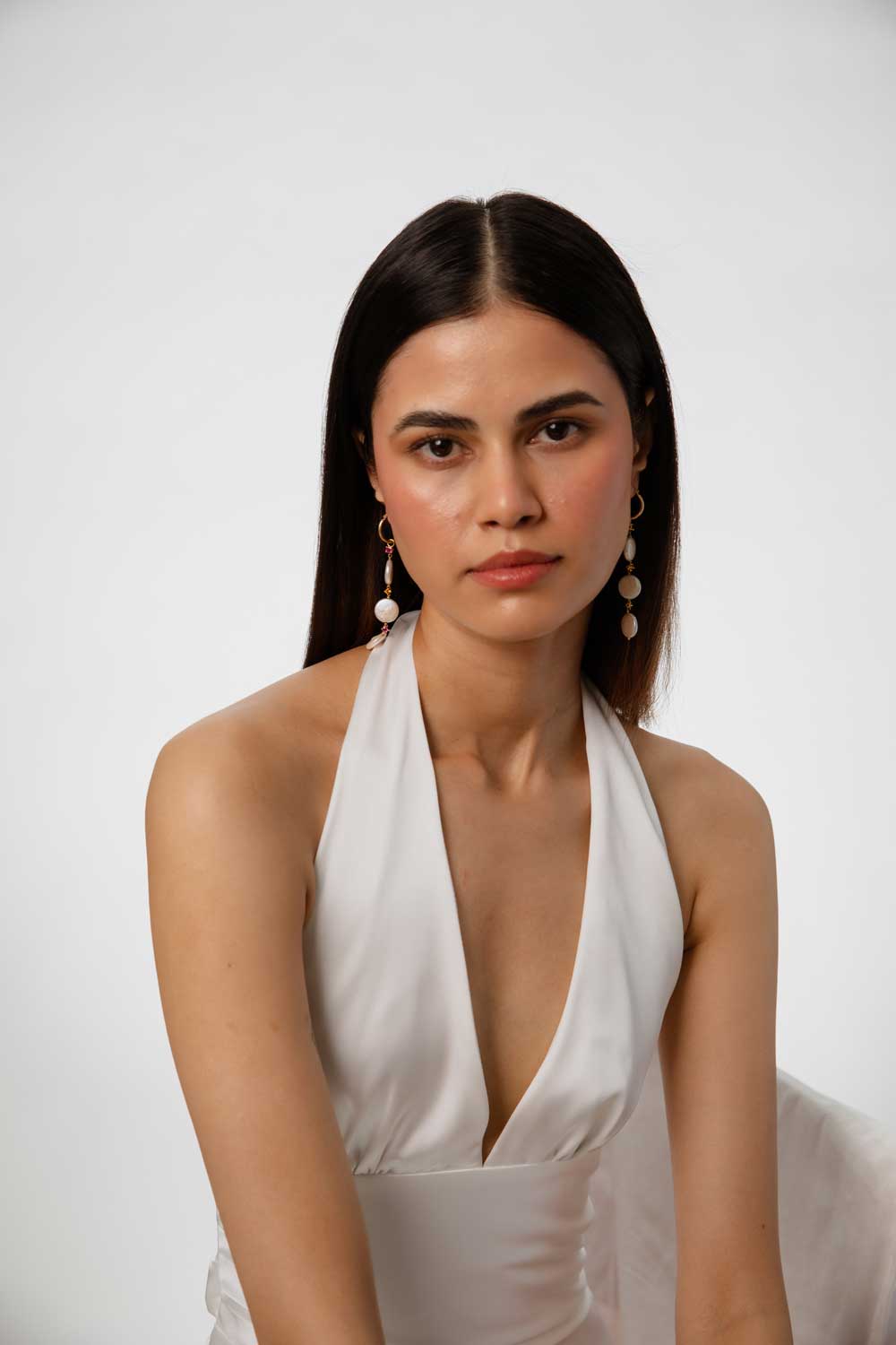 Trifecta Pearl Drop Hoops