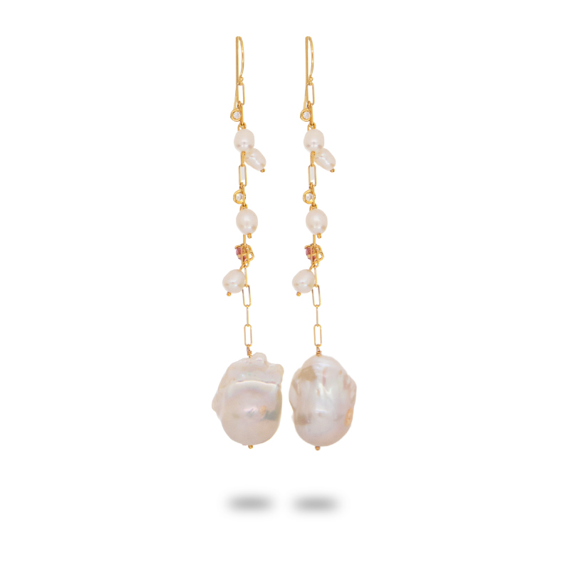 Link Chain Drop Earring with multi stones