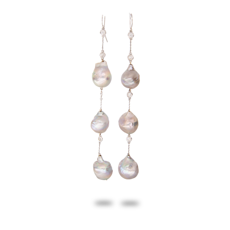 Diamond By The Yard Pearl Earrings