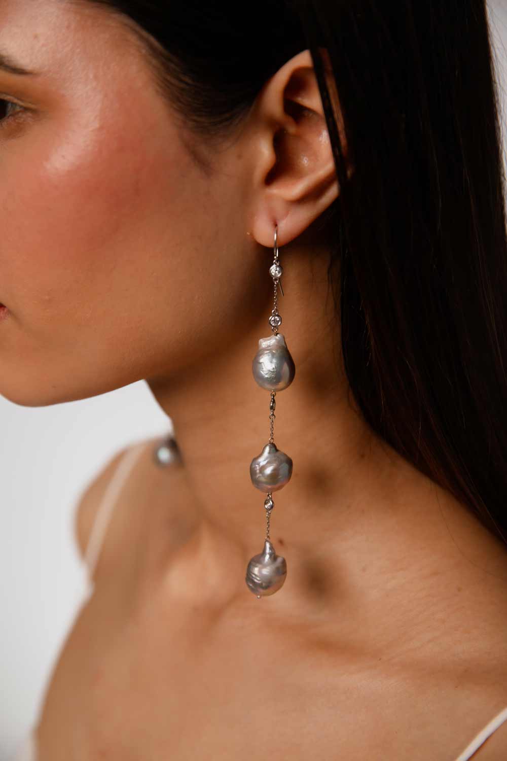 Diamond By The Yard Pearl Earrings