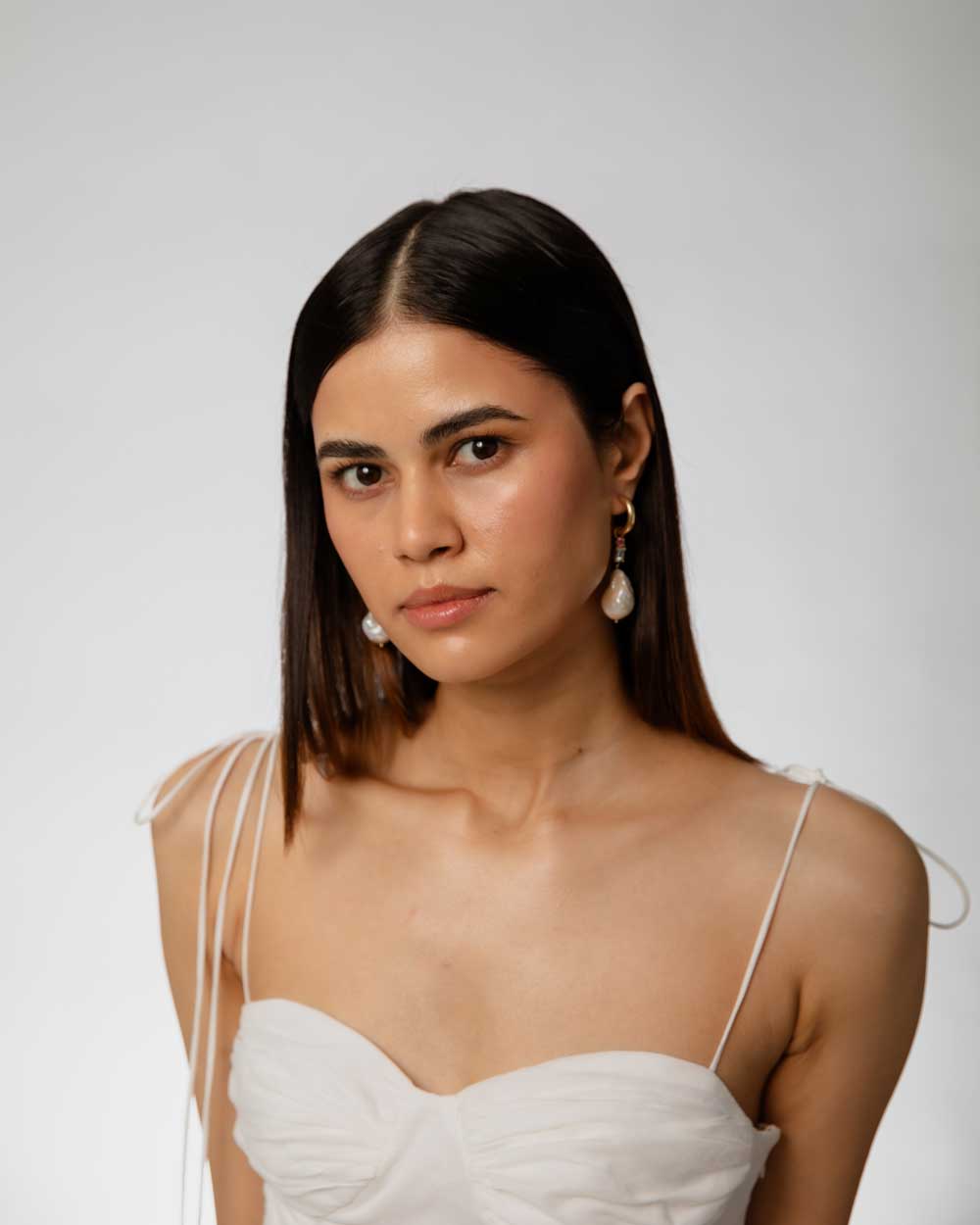 Blue Orchid Pearl Hoops