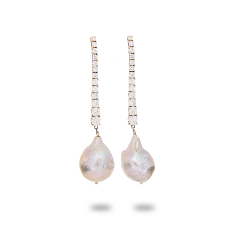 Riveria Diamond Drop Pearl Earrings