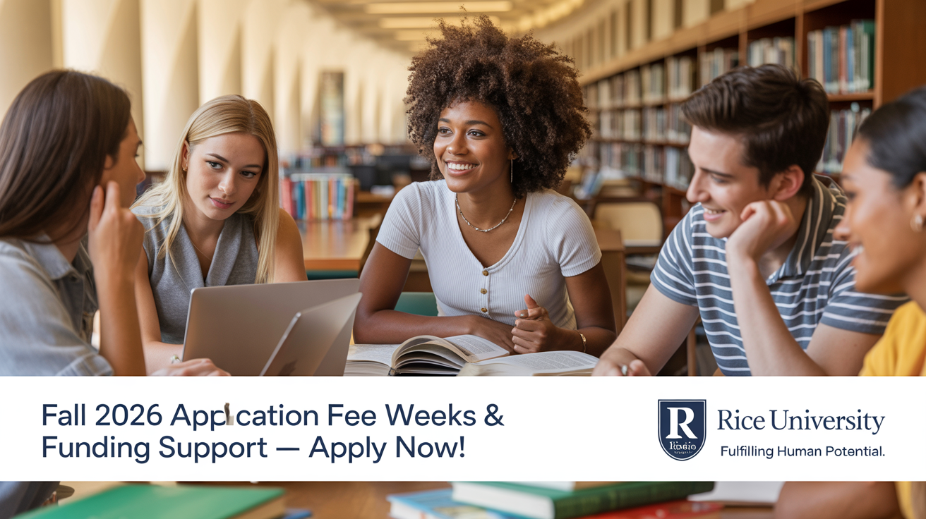 Rice University Graduate Admissions: Application Fee Waiver Weeks & Funding Support for Fall 2026