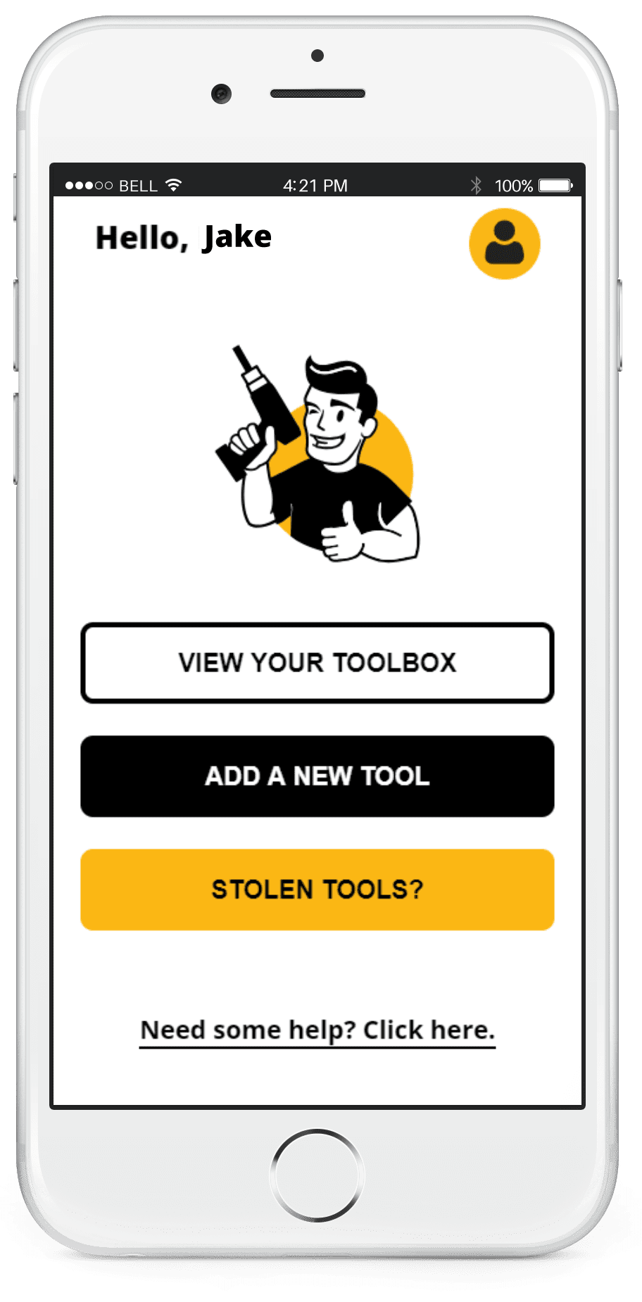 A photo of a phone with the Tool Protect login on the screen 