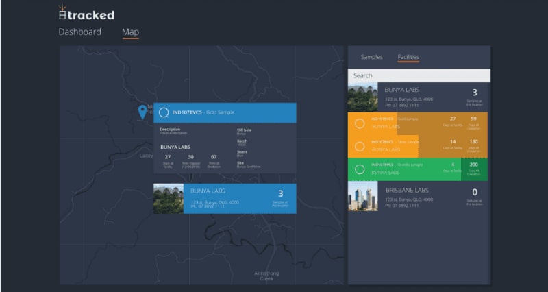 Screenshot of the tracked map