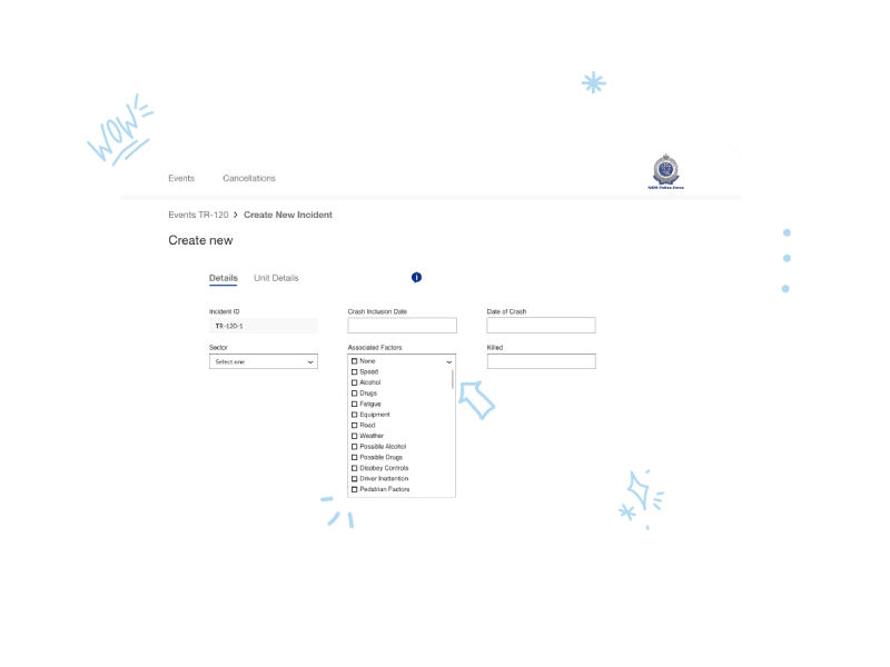 A screenshot of the create new page