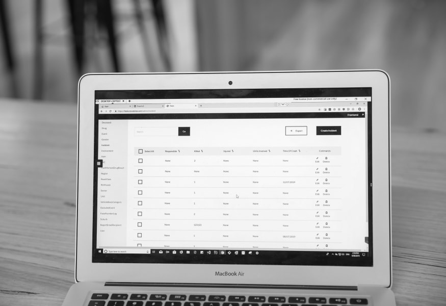 A photo of a laptop screen with the application on it