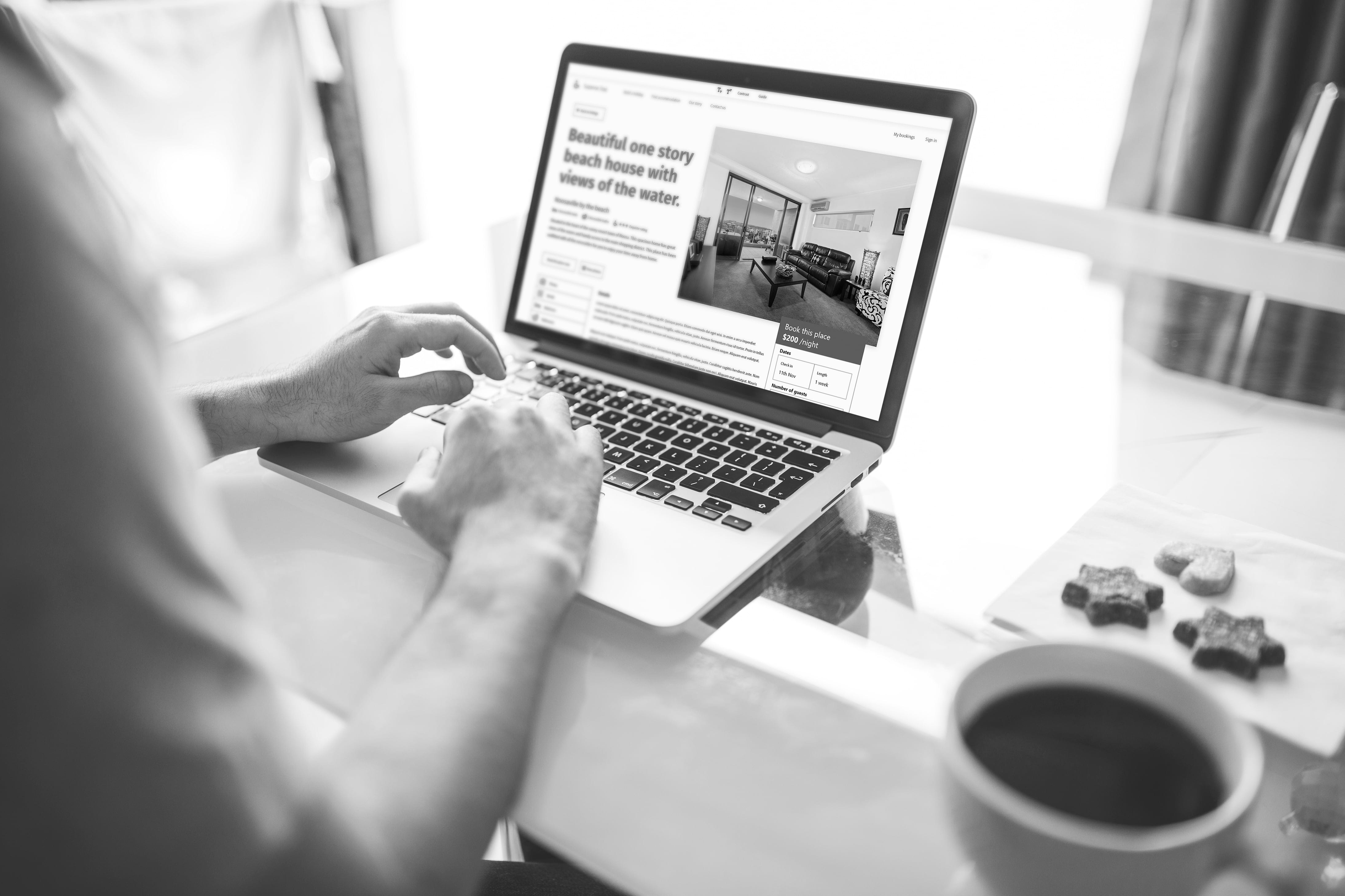A close up photo of someone using a lapton with the application window open