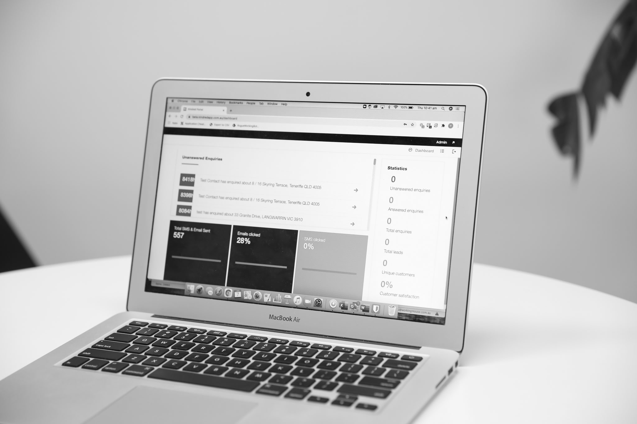 A photo of a laptop with the app open on the screen
