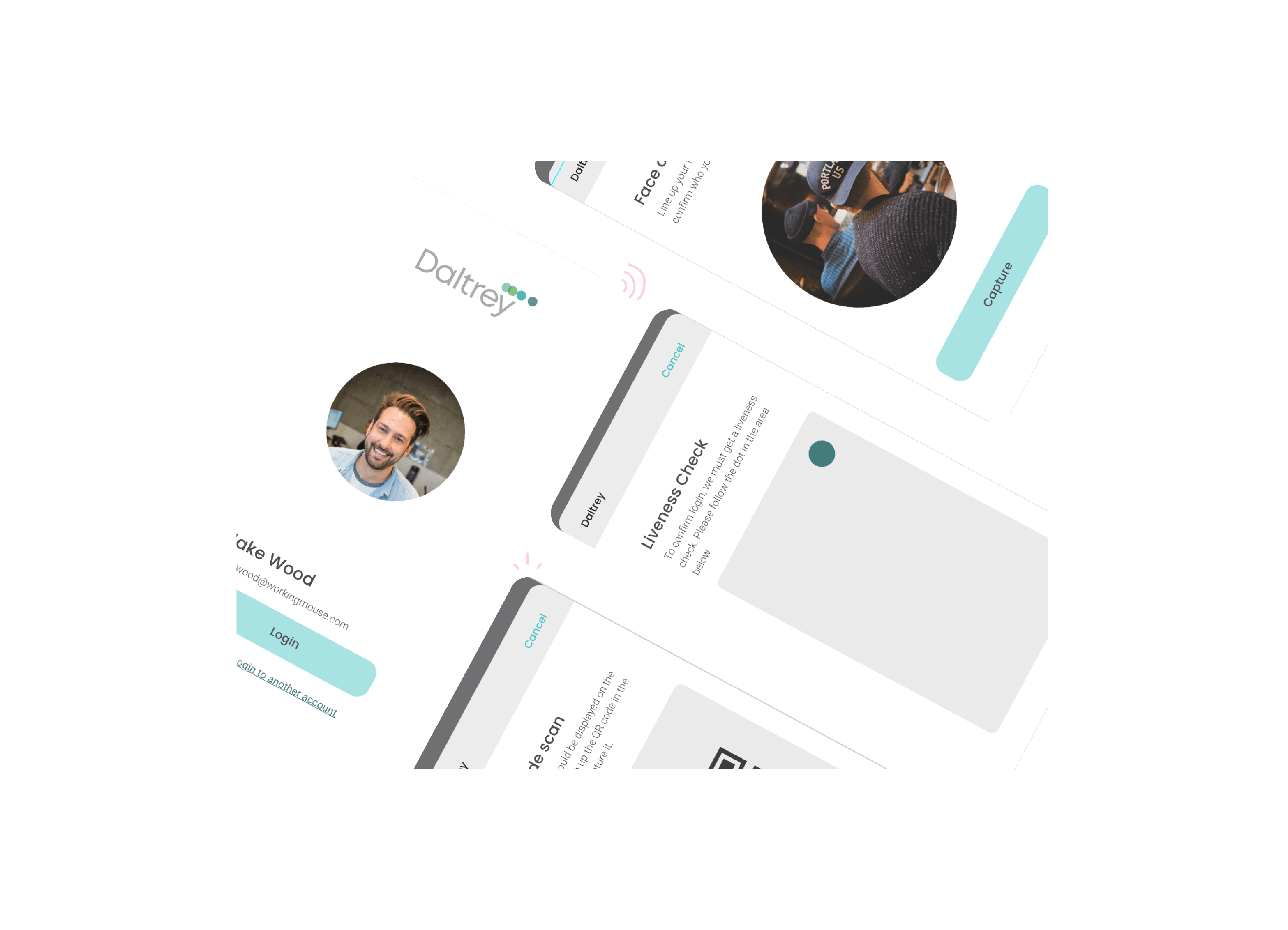 Screenshots of the app pages