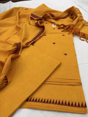 Handloom Cotton Mustard Suit