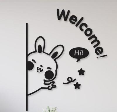 Cute 3D Bunny Welcome Sign Wall Art – Premium Laminated Chipboard Décor for Pakistani Homes, Kids Room, Office | No Frame Needed