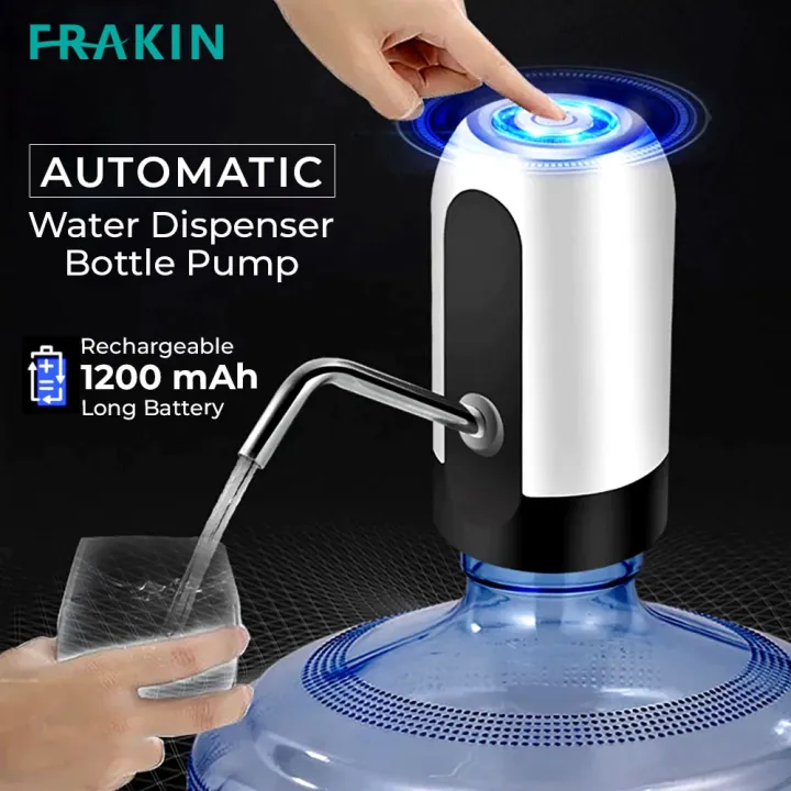 FRAKIN Portable Electric Water Bottle Pump, Universal USB-Rechargeable Dispenser with On/Off Switch for Camping, Kitchen, and Workshop